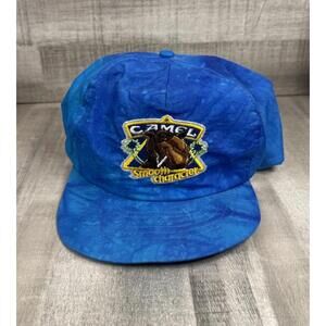 Vintage Joe Camel Hat Cap Cigarettes 1990s Smooth Character Blue Nylon Snapback